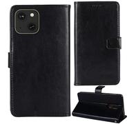 Tnviud Stand Retro Flip Leather Case Protector Bumper For HeyxFome H3 2025 / HeyxFome X3 2025 6" Protection Phone Cover Skin Folio Wallet Magnetic (Black)