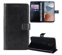 Tnviud Stand Retro Flip Leather Case Protector Bumper For Hisense Enigma SE 6.73" Protection Phone Cover Skin Folio Wallet Magnetic (Black)