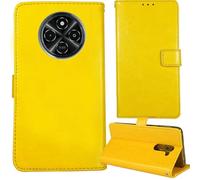 Tnviud Stand Retro Flip Leather Case Protector Bumper For HOTWAV Note 16 6.9" Protection Phone Cover Skin Folio Wallet Magnetic (Yellow)