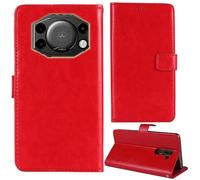 Tnviud Stand Retro Flip Leather Case Protector Bumper For iHunt Titan Music P11001 Ultra 6.75" Protection Phone Cover Skin Folio Wallet Magnetic (Red)