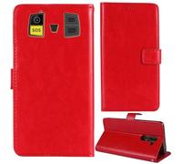 Tnviud Stand Retro Flip Leather Case Protector Bumper For iHunt Titan Survivor 4G 2.8" Protection Phone Cover Skin Folio Wallet Magnetic (Red)