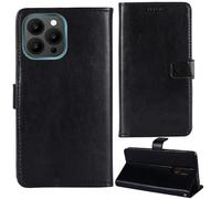 Tnviud Stand Retro Flip Leather Case Protector Bumper For Invens NOTE 12P 6.56" Protection Phone Cover Skin Folio Wallet Magnetic (Black)