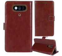 Tnviud Stand Retro Flip Leather Case Protector Bumper For JCB Toughphone E10 4G 6.6" Protection Phone Cover Skin Folio Wallet Magnetic (Brown)