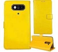 Tnviud Stand Retro Flip Leather Case Protector Bumper For JCB Toughphone E10 4G 6.6" Protection Phone Cover Skin Folio Wallet Magnetic (Yellow)