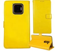 Tnviud Stand Retro Flip Leather Case Protector Bumper For JCB Toughphone E50 5G 6.1" Protection Phone Cover Skin Folio Wallet Magnetic (Yellow)