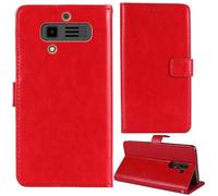 Tnviud Stand Retro Flip Leather Case Protector Bumper For JCB Tradesman 3 4G 2.8" Protection Phone Cover Skin Folio Wallet Magnetic (Red)