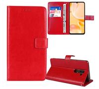 Tnviud Stand Retro Flip Leather Case Protector Bumper For Karbonn K Stylo 2.8" Protection Phone Cover Skin Folio Wallet Magnetic (Red)