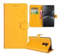 Tnviud Stand Retro Flip Leather Case Protector Bumper For Karbonn K Stylo 2.8" Protection Phone Cover Skin Folio Wallet Magnetic (Yellow)