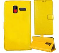 Tnviud Stand Retro Flip Leather Case Protector Bumper For Konrow SENIOR 280 NEXT 4G 2.8" Protection Phone Cover Skin Folio Wallet Magnetic (Yellow)