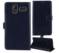 Tnviud Stand Retro Flip Leather Case Protector Bumper For Kruger&Matz Simple 923 1.77" Protection Phone Cover Skin Folio Wallet Magnetic (Dark Blue)
