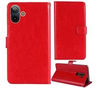 Tnviud Stand Retro Flip Leather Case Protector Bumper For Lava Bold N1 6.74" Protection Phone Cover Skin Folio Wallet Magnetic (Red)