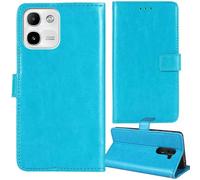 Tnviud Stand Retro Flip Leather Case Protector Bumper For Lava Smart 4 Plus 6.75" Protection Phone Cover Skin Folio Wallet Magnetic (Blue)