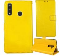 Tnviud Stand Retro Flip Leather Case Protector Bumper For Murena Teracube 2S 6.1" Protection Phone Cover Skin Folio Wallet Magnetic (Yellow)