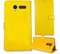 Tnviud Stand Retro Flip Leather Case Protector Bumper For Philips Xenium X900 2.4" Protection Phone Cover Skin Folio Wallet Magnetic (Yellow)
