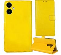 Tnviud Stand Retro Flip Leather Case Protector Bumper For SPC ZEUS 2 PRO 6.1" Protection Phone Cover Skin Folio Wallet Magnetic (Yellow)