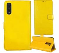 Tnviud Stand Retro Flip Leather Case Protector Bumper For Vortex A24 6.5" Protection Phone Cover Skin Folio Wallet Magnetic (Yellow)