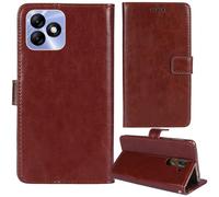 Tnviud Stand Retro Flip Leather Case Protector Bumper For WIKO T40 6.56" Protection Phone Cover Skin Folio Wallet Magnetic (Brown)