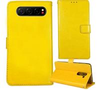 Tnviud Stand Retro Flip Leather Case Protector Bumper For ZTE Nubia Air 6.78" Protection Phone Cover Skin Folio Wallet Magnetic (Yellow)