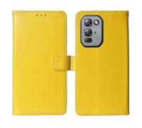 Tnviud Stand Retro Flip Leather Case Protector TPU Silicone Bumper For Blackview FORT 5 6.78" Protection Phone Cover Skin Folio Wallet Magnetic (Yellow)
