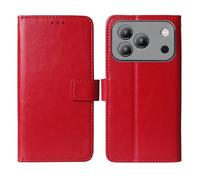 Tnviud Stand Retro Flip Leather Case Protector TPU Silicone Bumper For Blackview WAVE 7C 6.56" Protection Phone Cover Skin Folio Wallet Magnetic (Red)