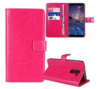 Tnviud Stand Retro Flip Leather Case Protector TPU Silicone Bumper For DOOGEE Fire 7 6.6" Protection Phone Cover Skin Folio Wallet Magnetic (Rose)