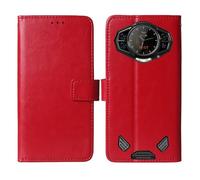 Tnviud Stand Retro Flip Leather Case Protector TPU Silicone Bumper For DOOGEE S200 Ultra 5G Protection Phone Cover Skin Folio Wallet Magnetic (Red)