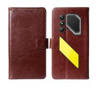 Tnviud Stand Retro Flip Leather Case Protector TPU Silicone Bumper For Oscal PILOT 5 6.67" Protection Phone Cover Skin Folio Wallet Magnetic (Brown)
