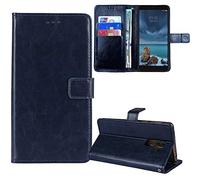 Tnviud Stand Retro Flip Leather Case Protector TPU Silicone Bumper For ZTE Blade V70 Max/Nubia V70 Max 6.9" Protection Phone Cover Skin Folio Wallet Magnetic (Dark Blue)