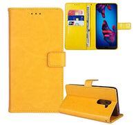 Tnviud Stand Retro Flip Leather Case Protector TPU Silicone Bumper For ZTE Blade V70 Max/Nubia V70 Max 6.9" Protection Phone Cover Skin Folio Wallet Magnetic (Yellow)