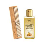 TNW-The Natural Wash Virgin Cold Pressed Almond Oil & Neem Wood Comb | Pure Almond Oil Rich in Vitamin E (100ml) and Wooden Neem Comb | All Natural with No Harmful Chemicals, Combo