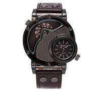 Tnxan Mens Watches Men's Stylish Black Shell Mesh Large Dial Dual Movement Display Quartz Belt Watch Masculino Reloj Hombre