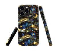 TnXee Case Compatible with iPhone 12 Pro Max,Fall Prevention Glossy Hybrid 2-Layer Hard Shell Cases for Girls Boys,Stained Glass Effect Moon Stars