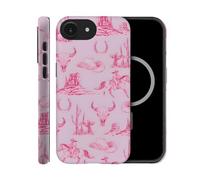 TnXee Case Compatible with iPhone 16e,Compatible with MagSafe,Fall Prevention Hybrid 2-Layer Hard Shell Cases for Girls Boys,Pink Hat Horse Western Cowboy