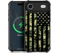TnXee for iPhone 17 Air Case Compatible with MagSafe,Soft TPU Anti-Skid Thread Four Corner Anti-Collision Protection Case for Men/Boys for iPhone 17 Air 6.6inch Camo American Flag