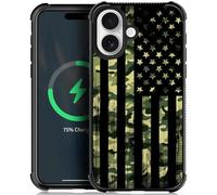 TnXee for iPhone 17 Case Compatible with MagSafe,Soft TPU Anti-Skid Thread Four Corner Anti-Collision Protection Case for Men/Boys for iPhone 17 6.3inch Camo American Flag