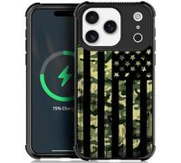 TnXee for iPhone 17 Pro Case Compatible with MagSafe,Soft TPU Anti-Skid Thread Four Corner Anti-Collision Protection Case for Men/Boys for iPhone 17 Pro 6.3inch Camo American Flag