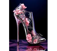 TNXEV 5D Diamond Art Painting by Number Kits Black High-Heel and Flower Easy Diamond Round Full Drill Crystal Cross Stitch for Home Decoration 30 * 40CM