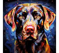 TNXEV 5D Diamond Art Painting by Number Kits Colorful Labrador Diamond Art Diamond Round Full Drill Crystal Cross Stitch for Home Decoration 50x60cm