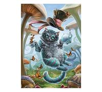 TNXEV 5D DIYround Diamond Painting “Alice in Wonderland Love The Cheshire Cat” Embroidery Mosaic Cross Stitch Home Decor Gift 40x50cm