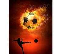 TNXEV DIY Diamond Painting Kits Football Fire Picture Round Full Drill Beads Embroidery Cross Stitch Mosaic Art for Adults Relaxation and Home Wall Decoration Festival Gift40*50cm