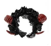 Tnxpumi Black Rose Demon Sheep Horn Headband Halloween Red Hairband COS Comic-Con Headgear