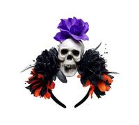 Tnxpumi Halloween Christmas Flowers Dark Skull Cos Headdress Day of The Dead Headpiece Headband (1#)