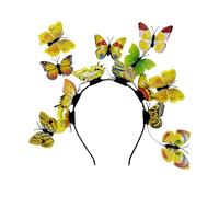 Tnxpumi Halloween Christmas Multi-colored Butterfly Headdress Forest Fairy Headpiece Bridal Wreath Headband (yellow)