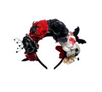 Tnxpumi Halloween Christmas Rose Dark Skull Bat Headdress Day of The Dead Masquerade Headpiece Flowers Headband for Women (#2)