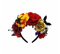 Tnxpumi Halloween Christmas Rose Dark Skull Bat Headdress Day of The Dead Masquerade Headpiece Flowers Headband for Women (#4)