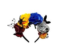 Tnxpumi Halloween Christmas Rose Dark Skull Bat Headdress Day of The Dead Masquerade Headpiece Flowers Headband for Women (#1)