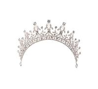 Tnxpumi Wedding Birthday Party Rhinestones Retro Gold Crystal Bridal Crown Headdress Headpiece Photo Props Gift, Silver, Moissanite