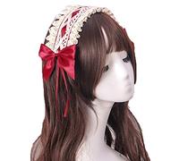 Tnxpumi Women Anime Faux Fur Fox Wolf Bear Cat Dog Ears Headband with Bells Lolita Hairband Headwear Headpiece Hair Clips (Headband Red)