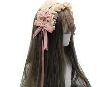 Tnxpumi Women Anime Faux Fur Fox Wolf Bear Cat Dog Ears Headband with Bells Lolita Hairband Headwear Headpiece Hair Clips (461-1pink)
