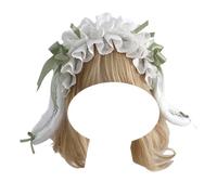 Tnxpumi Women Cute Bunny Ear Headband KC Lolita Hair Accessories with Lace Kawaii Hair Hoop for Cosplay Anime Party (Gree-n)